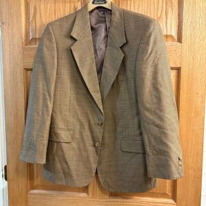Stanley Blacker Sport Coat Blazer Men’s 39S Tan Brown Tweed Houndstooth Jacket